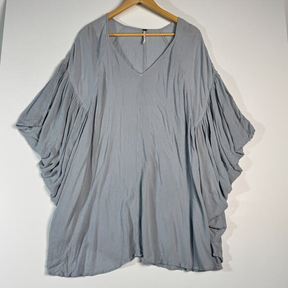 Free PeopleCaftan Kaftan Oversized Boho Blouse Coverup Light Blue Tunic Size S P - Picture 3 of 5